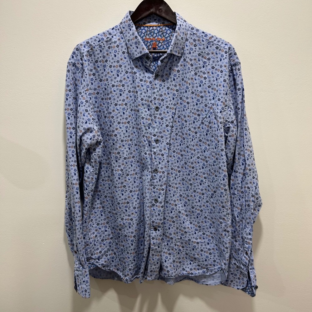 Visconti Black Floral Print‎ Long Sleeve Button Up Shirt - XL